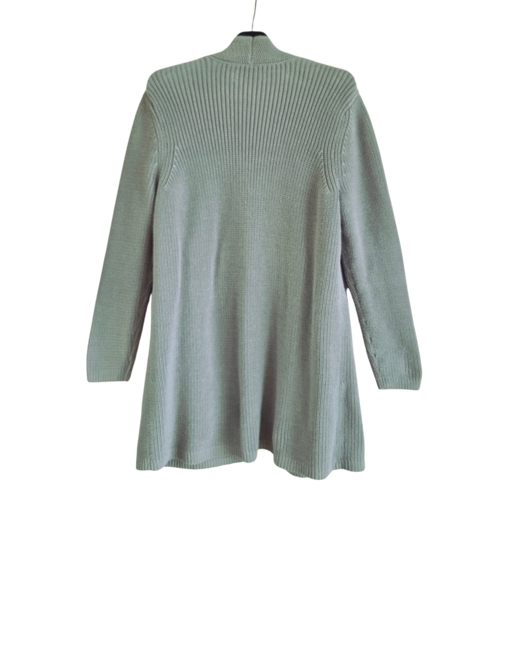 LOFT Open Long Cardigan Sweater 100% Cotton Sage Green with Pockets XL - Picture 3 of 13